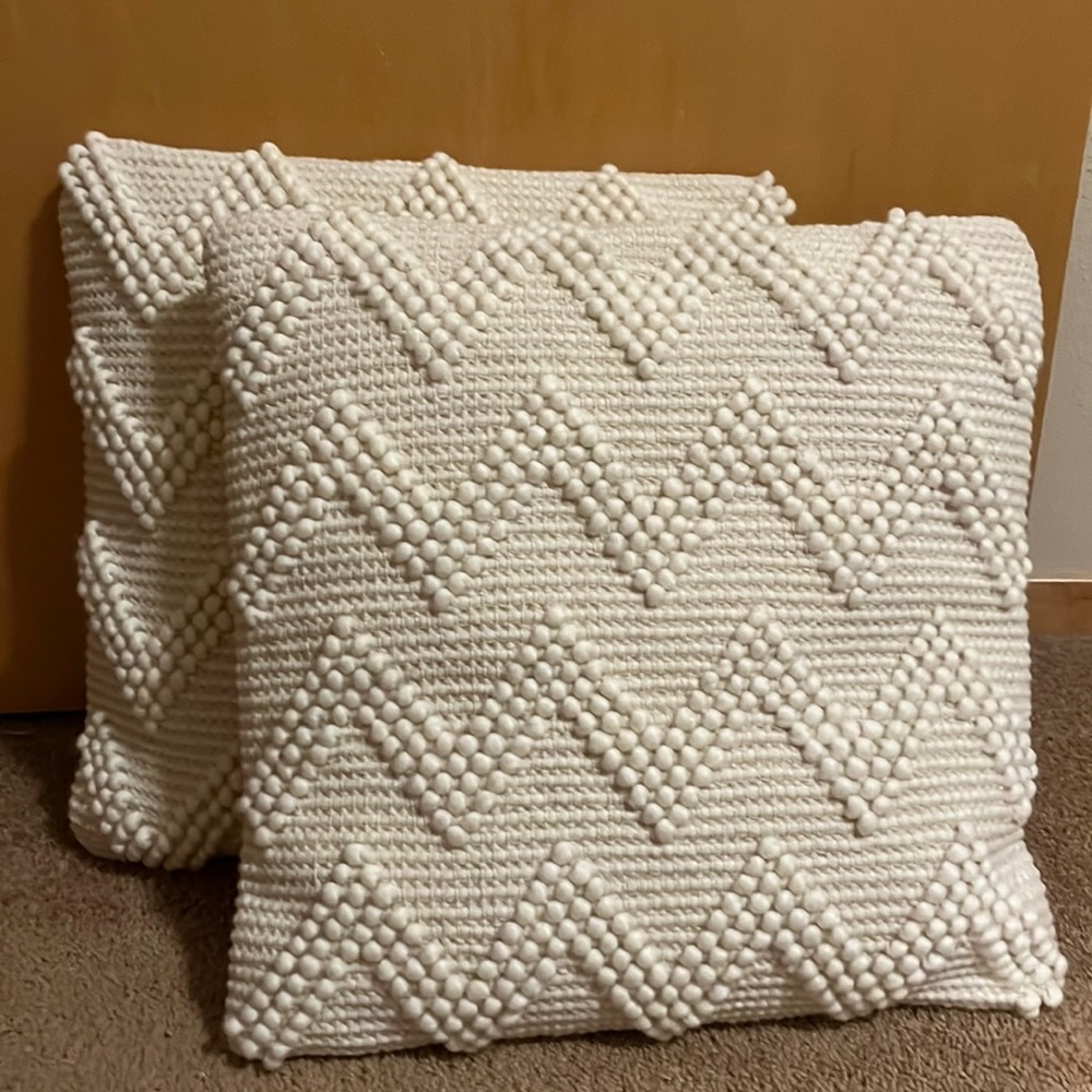 Mina Victory 20” x 20” Ivory Throw Pillows